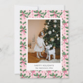 もみの木 ピンクの壁紙写真 ホリデーカード (正面)