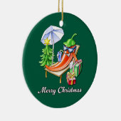 もみの緑の丸いメリークリスマスチリ セラミックオーナメント (右)