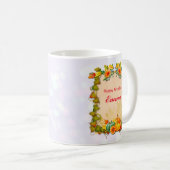 もみ離れじ、かぼちゃ、お鮮やか花 コーヒーマグカップ (正面右)