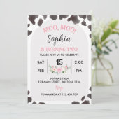 ももちゃんお誕生日おめでとう！２さいの牛ガールのお誕生日パーティー招待状 招待状 (スタンド正面)