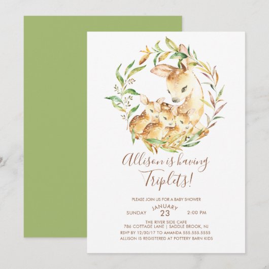 ももちゃんトリプレットベイビーシャワー招待状 招待状 (正面/裏面)