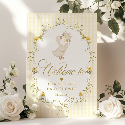 ももんが　男女問わず　ギンガム　ベビーシャワー　ウェルカム ポスター