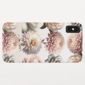 もも色のピンククリーミーホワイトフラワー花柄 Case-Mate iPhoneケース (裏面(横))