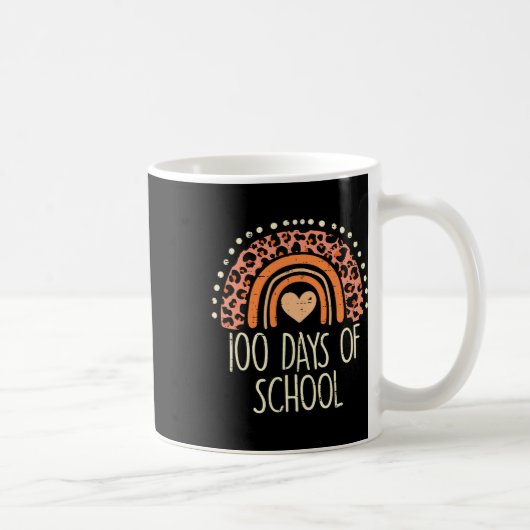 もも レオパード 虹 100日 学校 かわいい 100日目 D コーヒーマグカップ (右)