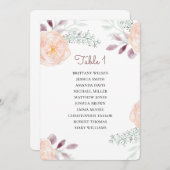 もも（桃）の花の席次表。花をテーマにしたウェディングプラン 招待状 (正面/裏面)
