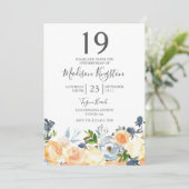 もも 花の素敵な19歳の誕生日パーティー招待状 招待状 (スタンド正面)