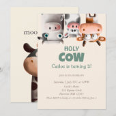 もも！２さいのウシの誕生日 招待状 (正面/裏面)