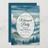 もやのかかった松の木の丘の還暦パーティー 招待状 (正面/裏面)