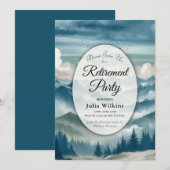 もやのかかった松の木の間で響く 還暦パーティー 招待状 (正面/裏面)