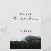 もやのかかった松の木の雨林 ブライダルシャワーゲーム (裏面)