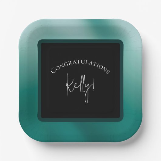 もやのかかった緑の紙皿 ペーパープレート (正面)