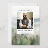 もやのかかった自然の水彩画の葬儀プログラム 招待状 (正面)