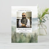 もやのかかった自然の水彩画の葬儀プログラム 招待状 (スタンド正面)