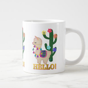 やあラマ！かわいいリトルラマとサボテン ジャンボコーヒーマグカップ
