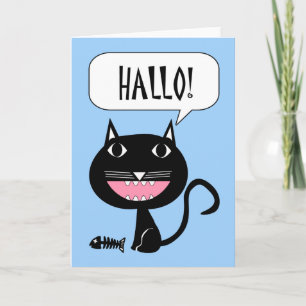 やあ!ハロー書カードのオランダ、猫、魚 カード