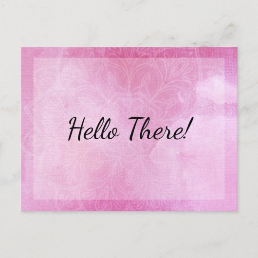 「やあ！」 メモ、ピンクの水色のマンダラ ポストカード (正面)