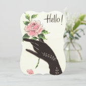 「やあ！」 ヴィンテージ手袋ハンド&バラ カード (スタンド正面)