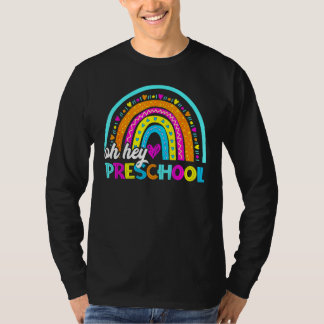 やあ、幼稚園!新学期レトロ虹色ティーカップ Tシャツ