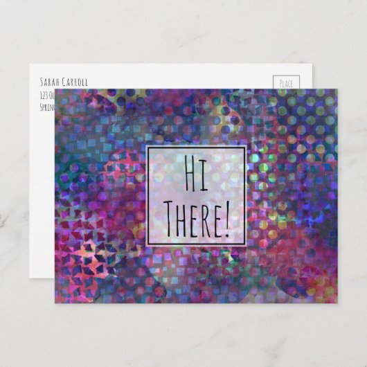 「やあ!」 色数々の付きデジタル抽象芸術アート ポストカード (正面/裏面)
