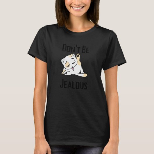 やきもち猫舐めサカズム Tシャツ (正面)