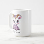 やぎ座の天体星座マグカップ - ピンクのシーゴート コーヒーマグカップ (正面左)