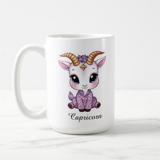 やぎ座の天体星座マグカップ - ピンクのシーゴート コーヒーマグカップ (左)