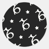 やぎ座の星座記号と星のパターン ラウンドシール (正面)