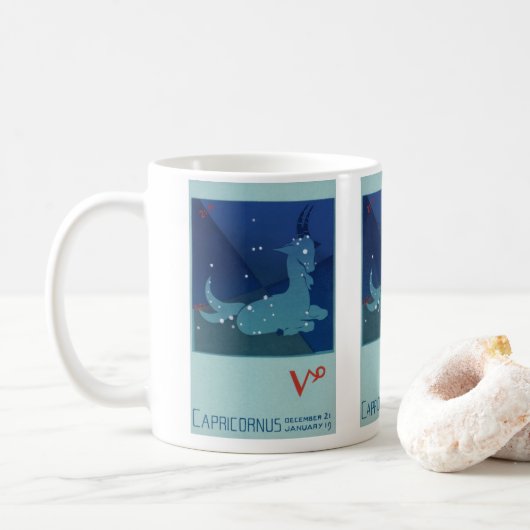 やぎ座の星座、ヴィンテージの十二星座、占星術 コーヒーマグカップ (ドーナツ)