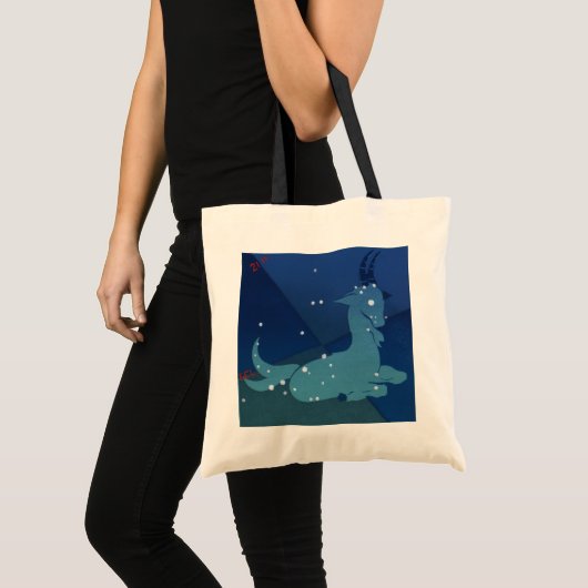やぎ座の星座、ヴィンテージの十二星座、占星術 トートバッグ (正面(商品))