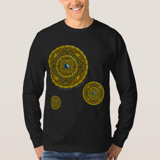 やぎ座の曼荼羅デザインのメンズダークシャツ Tシャツ (正面)
