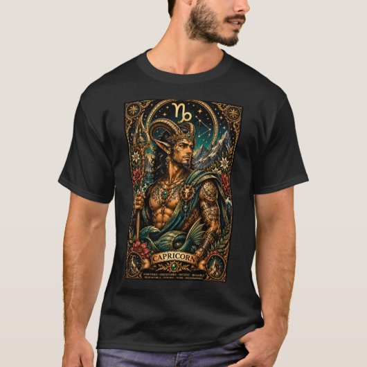 やぎ座の男性的な天体デザイン Tシャツ (正面)