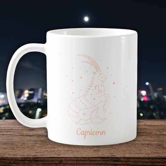 やぎ座 ラインアート ホワイトピーチ コーヒーマグカップ