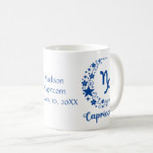 やぎ座 占星術 誕生日 青 白 コーヒーマグカップ (正面右)