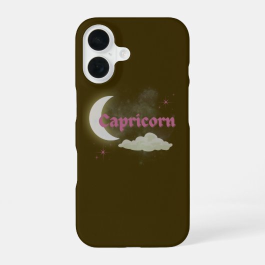 やぎ座 天体 月 雲 星 占星術 アート iPhone 16ケース (裏面)