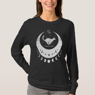 やぎ座 星座占い 占星術 ネコ 三日月 Tシャツ