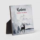 やさしいことわざ威厳のあると鹿の水色 フォトプラーク (正面)