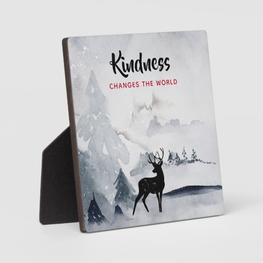 やさしいことわざ威厳のあると鹿の水色 フォトプラーク (正面)