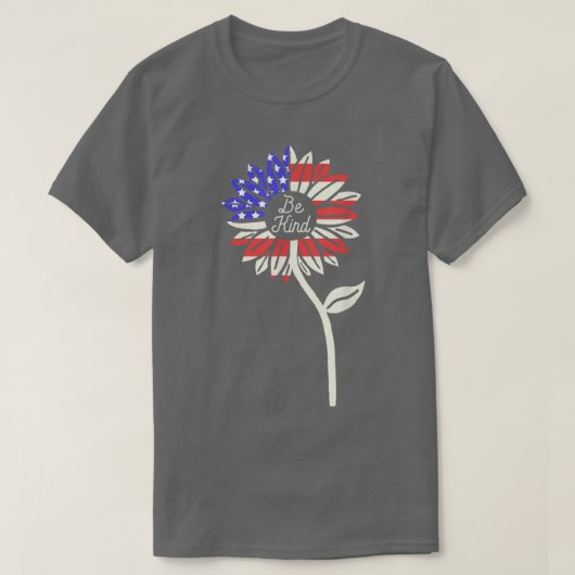 やさしいひまわりアメリカ国旗 Tシャツ (デザイン正面)