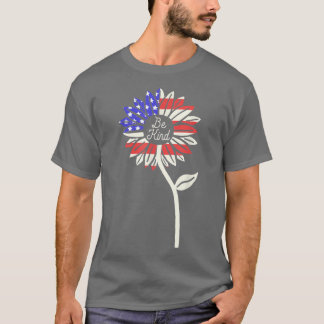 やさしいひまわりアメリカ国旗 Tシャツ