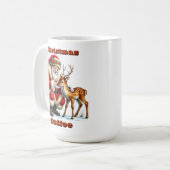 やさしいトナカイと交流するサンタクロース コーヒーマグカップ (正面左)