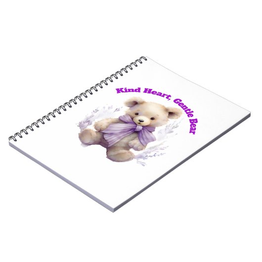 やさしいハートやさしいクマのノート – かわいいクマのデザイン ノートブック (左側)