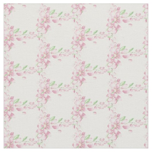 やさしいピンクの桜の水彩アート ファブリック (クローズアップ)