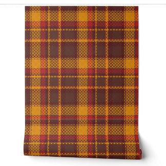 やさしいマスタードイエローと錆色のタータン柄 壁紙