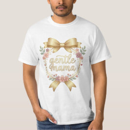 やさしいママコケットゴールドリボンフラワーデザイン Tシャツ