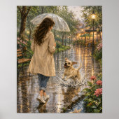やさしい水彩画の犬イラスト ポスター (正面)