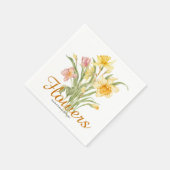 やさしい水彩画の野の花 スタンダードカクテルナプキン (角)