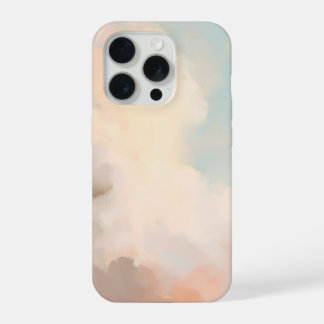やさしい空の雲 ブルッシュピンクとブルー iPhone 15 PROケース