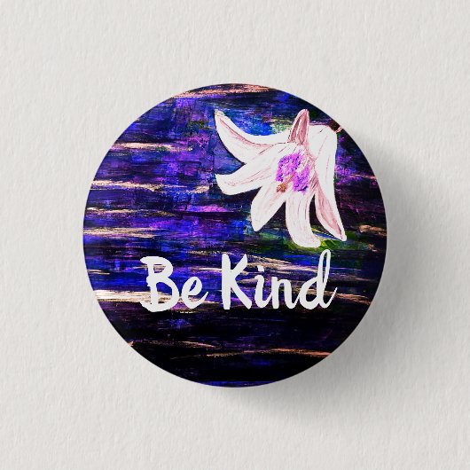 やさしい美しい抽象芸術の花のボタン 缶バッジ (正面)