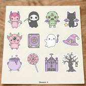 やさしい色の魔法使いと幽霊のステッカー シール