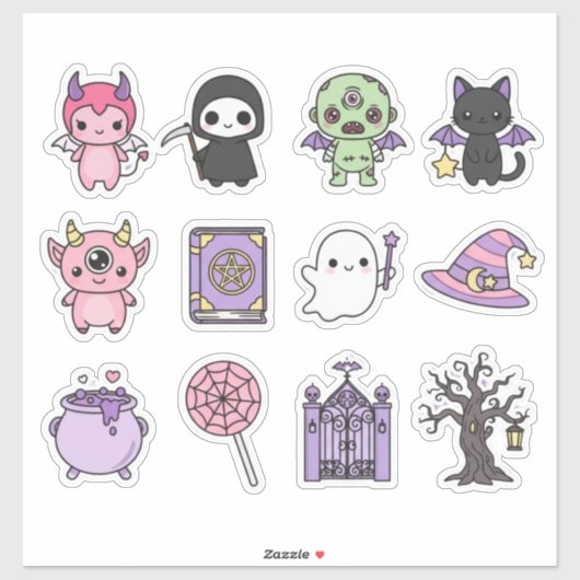 やさしい色の魔法使いと幽霊のステッカー シール (シート)